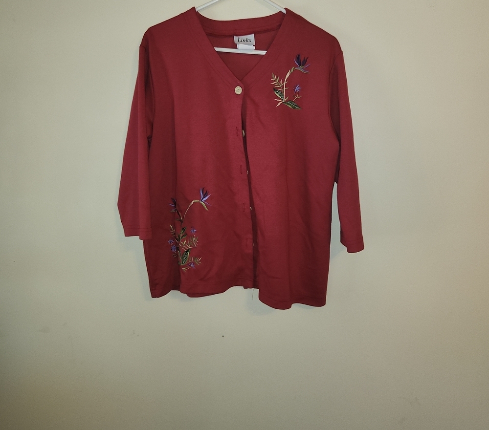 Link Deep Red Embroidered Top